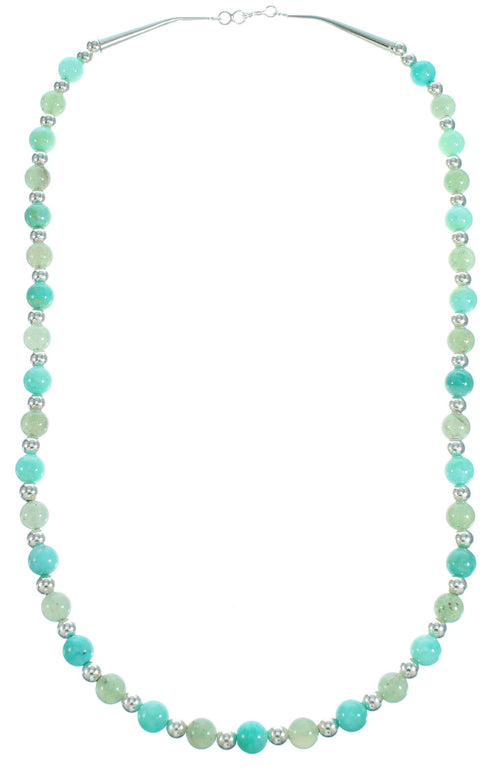 Aventurine and Amazonite Sterling Silver Bead Necklace RX115252